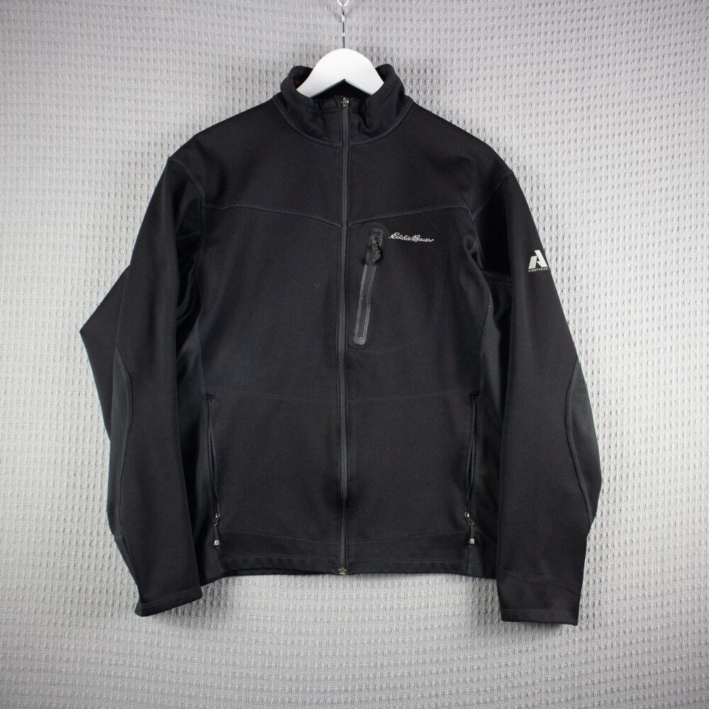 Eddie Bauer Jacket Mens L Black First Ascent Zip Nylon Coat